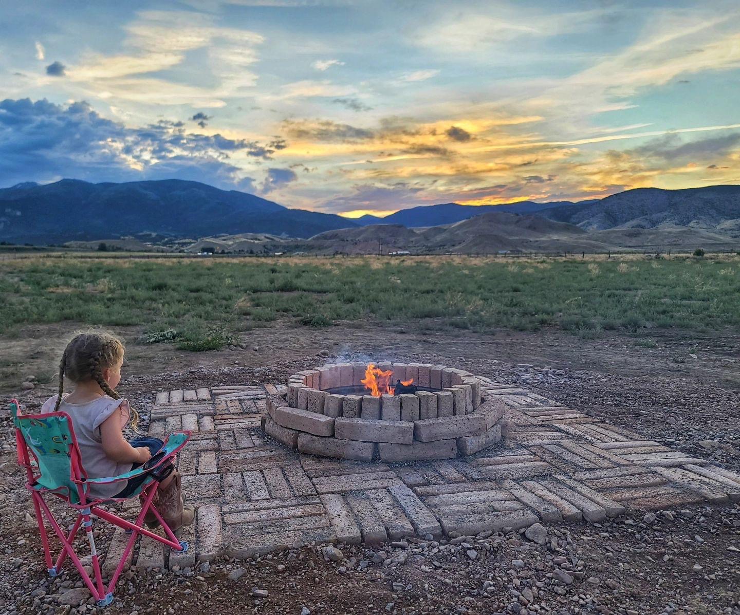 Child at fire pit