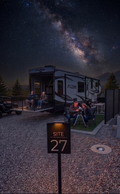 Stargazing from an RV site under the Milky Way